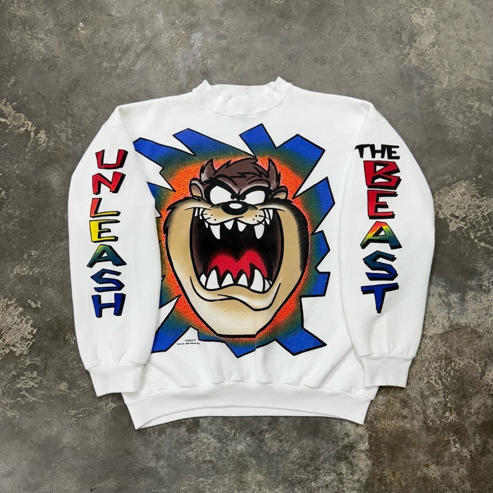 Vintage 90s Freeze Taz Looney Tunes Sweatshirt L USA